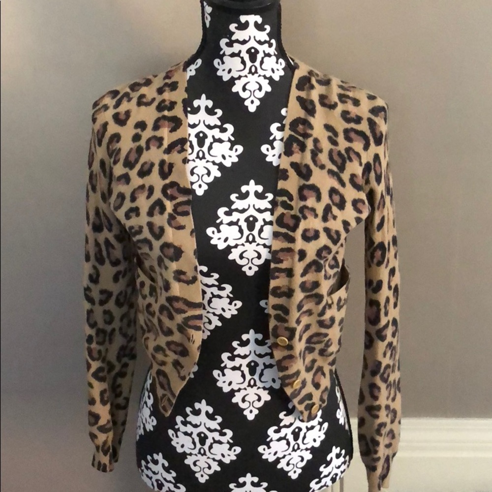 Bcbgmaxazria wool leopard cardigan xs - Picture 1 of 4